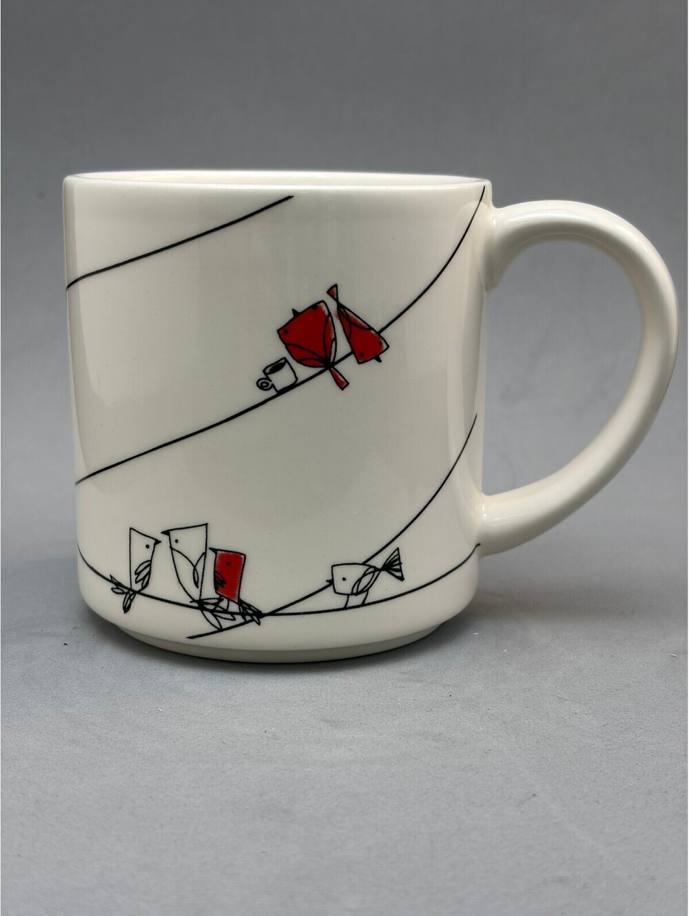 Hallmark 'Birds of a Feather' Red and White Ceramic Mug